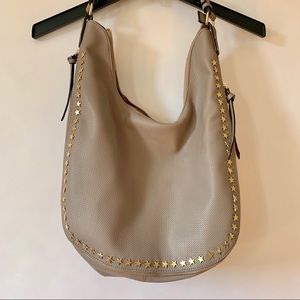 New Beige Mauve Shoulder Tote Bag with Stars